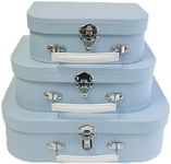 Wald Imports - Set of 3 Paperboard Suitcases -Decorative Storage Boxes - Suitcase Set for Decoration, Storage, and More (Baby Blue)