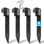 MONTX® Stakes for Outdoor Lights – Steel Torch Stakes - Heavy Duty Metal Ground Spike - Tiki Torch Stand - Garden Stakes for Lights - Replacement Stakes for Solar Lights -Complete with 3 Steel S Hooks