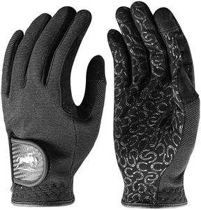 FINGER TEN Men's Horse Riding Gloves with Silicone Palm Grip(Black,X-Large)