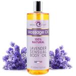 100% Natural Lavender and Grapeseed Body Massage Oil | Aromatherapy Spa Experience at Home | Skin Moisturizer | Pain Relief | Stress Reliever | Sensual Aroma, 200ml