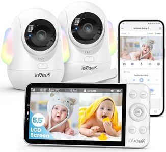 ieGeek 5.5" Split-Screen Baby Monitor,2.5K UHD Baby Monitor with 2 Cameras and Audio,Night Light,Prone Sleeping&Cry Detection,Two-Way Talk,Night Vision,2.4G&5Ghz WiFi App Control,4000mAh Battery