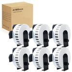 AYMSous Compatible 6 Pack DK-2214 Continuous White Label Paper (0.47" x 100'/ (12mm x 30.48m) with 6 Refillable Cartridge Replacement for Brother DK-2214 for QL-700 QL570 QL710W QL800 QL810W QL1060N