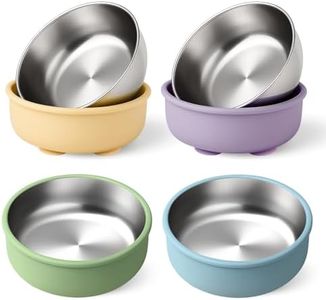 Mity rain Stainless Steel & Silicone Bowls for Baby - Suction Plate & Bowls for Toddlers,Removable Silicone Shell,Non-Slip Baby Food Bowl with Unbreakable Design