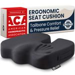 5 STARS UNITED Ergonomic Seat Cushion – Memory Foam Comfort for Tailbone, Hip & Coccyx Sitting Support – Office Chair, Car, Desk, Wheelchair & Gaming – Black