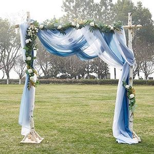 PONY DANCE Tulle Rideau Voilage - Écharpe Décorative Voile Effet Ombré Toit du Lit Cabane pour Fille Draperie Souple Elégant Transparent Ouverture, Bleu Foncé, L 152 x H 548, Lot de 1