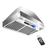 ONEEON 30 Inch Built-in/Insert Range Hood 600 CFM, Ducted Stainless Steel Kitchen Vent Hood with 4 Speed Gesture Sensing & Touch Remote Control, 2 LED Lights