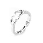 Yifnny Heart Hug Ring, Silver Adjustable Heart Ring Hugging Hands Ring Engraved I Love You Forever for Friendship Promise Ring Hug Rings for Women (Always with you)