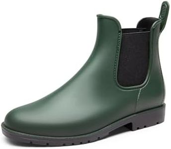 DREAM PAIRS Women's Ankle Rain Boots Chelsea Short Boots Waterproof Elastic Slip On Lightweight Comfortable Garden Outdoor Shoes,Size 10,OLIVE GREEN,SDRB2413W