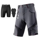 ROCKBROS Men's Mountain Bike Shorts Padded Baggy MTB Cycling Shorts Loose Fit Grey