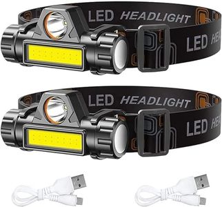 CREADY® Pack of 2 Rechargeable LED Headlamp, High Power Portable Head Light with Adjustable Angle and Waterproof, Rechargeable LED Light Spotlight Ideal for Running, Hiking or Cycling