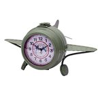 Store2508 Antique Finish Cast Metal Desk Table Clock Vintage Aeroplane Design, Nice Gift for Housewarming, Anniversaries, Birthdays and Other Occasions, 28x15x18 Cm (Colour_C)