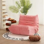 N&V Fireside Chair, Mid Century Armless Floor Sofa, Soft Premium Corduroy Floor Lounge Chair, Foam Sofa Accent Chair for Living Room Bedroom and Office Salmon