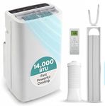 SereneLife Air Conditioner- Portable 14,000 BTU with Built-in Dehumidifier- AC Unit for Rooms up to 650 sq ft- Energy Efficient, Quiet Operation, Remote & Window Kit