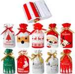 CORALTREE 50 Pieces Christmas Candy Gift Cookie Bags Drawstring Bags Xmas Treat Bag Plastic Bag with Ribbon for Christmas Birthday Wedding Holiday New Year Favor (50)