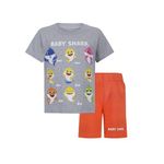 Nickelodeon Baby Shark Boys Shorts Set and Summer Clothes, Orange/Grey, 3T