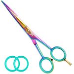 Candure Hairdressing Scissor Hair Scissor for Professional Hairdressers Barbers Stainless Steel Multi Color Hair Cutting Shears for Salon, Men, Women, Children and Adults (Rainbow, 6.5")