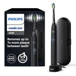 Philips Sonicare ProtectiveClean 4300 Electric Toothbrush, Sonic Toothbrush with Two Intensity Levels, Pressure Sensor and Timer, Black, Model HX6800/87