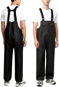 Niruoxn Waterproof Workwear Bib Rain Pants for Men Women Packable Rain Gear Outdoor Fishing Hiking Overalls Black