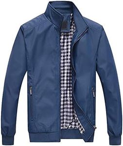 Locachy Men's Flight Bomber Jacket Casual Outdoor Active Lightweight Softshell Zipper Jacket Coat, Blue, XX-Large