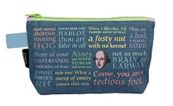 Shakespeare Insults Bag - 9" Canvas Zipper Pouch for Pencils, Tools, Cosmetics, Toiletries and More