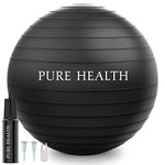 Exercise Fitness Swiss Yoga Ball - Anti Burst Extra thick with Hand Pump for Home Gym -Birthing Ball for Yoga, Pilates, Fitness, Pregnancy & Labour (XL (78-85 cm), Black)