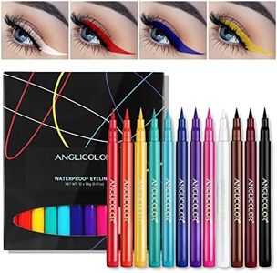 Anglicolor 12 Colours Coloured Eyeliner, Matte Liquid Eyeliner Set, Long Lasting Waterproof Neon Eyeliner Pen, Highly Pigmented Smudge-proof Colourful Eye Liners for Wedding Party (12 Colors)