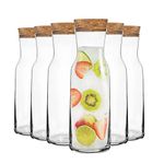 Bormioli Rocco 6 Piece Aquaria Glass Water Carafe with Cork Lid Set - Decanter Jug for Water, Wine, Iced Tea - 1.2L