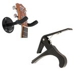 Juârez One Handed Trigger Guitar Metal Capo Quick Change Combo with Guitar Wall Hanger/Mount/Holder/Hook/Stand/Rack for Acoustic/Electric/Bass Guitars, with Fittings/Accessories, Black