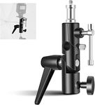 MAKINGTEC Camera Flash Bracket, H-Type Mount, with Umbrella Softbox Holder, 180° Swivel Adjustable Metal Light Stand Adapter with 1/4" to 3/8" Screw Adapter for Speedlite LED Lamp Light Stand Tripod