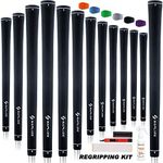 SAPLIZE Golf Grips, Standard Size 13 Grips with Full Regripping Kit, Anti-slip Rubber Golf Club Grips, Black