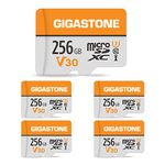 Gigastone 256GB 5-Pack Micro SD Card, 4K Video Pro, GoPro, Surveillance, Security Camera, Action Camera, Drone, 100MB/s MicoSDXC Memory Card UHS-I V30 Class 10