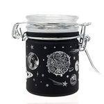 Airtight Glass Herb Stash Jar with Clamping Lid in Choice of Design (Black Frosted Galaxy)