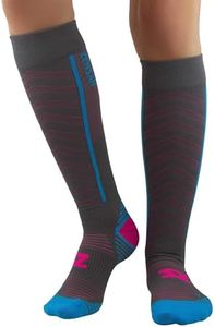 Zensah Featherweight Compression Socks - Ultra-Lightweight Running Compression Socks for Women, Men (Small, Slate/Neon Pink)