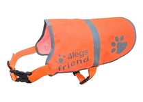 4LegsFriend Orange Dog Safety Reflective lightweight vest 6 Sizes - Snap Lock Side Release Buckles and adjustable straps, High Visibility for Outdoor Activity Day and Night - M