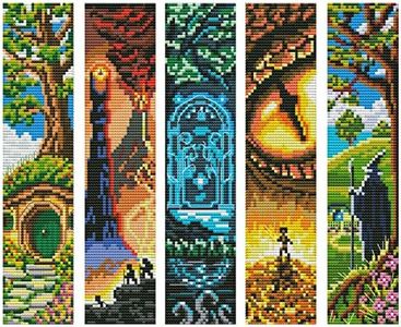 ZuoAnLF 5 PCS Cross Stitch Bookmark Kits,DIY Bookmarks Cross Stitch Kits,Stamped Embroidery Bookmarks for Adults Beginners,14CT