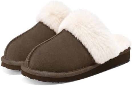 Litfun Women's Fuzzy Memory Foam Slippers Fluffy Winter House Shoes Indoor and Outdoor, Mocha 9-10