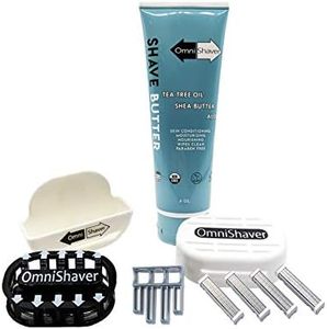 Omnishaver Premium Kit - Black - The Fastest Way to Shave Head, Legs, Arms, Body | An alternative to Disposable Shaving Razors Self Cleans & Strops During Use with Shave Butter & Replacement Cartridge