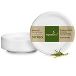 Signature Packaging - Biodegradable Paper Plates - 50 Pack - Large & Sturdy Disposable Tableware - Round 24cm