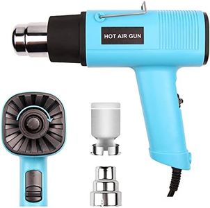 LDK Heat Gun 1200W 140℉~932℉ (60℃-500℃) Heavy Duty Hot Air Gun Kit Variable Temperature Control with 2 Temperature Settings 2 Nozzles for Crafts, Shrink Wrapping, Candle Making, Epoxy Resin