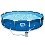 M.Y Splash 12ft x 30in Metal Frame Swimming Pool and Filter Pump Set 12ft Swimming Pool
