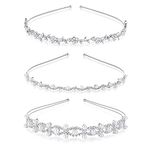 metagio 3 Pack Bride Headband, Wedding Party Hair Band Rhinestones Hair Crown Crystal Pearl Bridal Tiara Hairbands Elegant Wedding Accessories