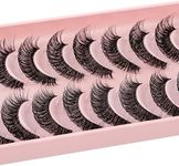 Eyelashes Natural Look 10 Pairs Transparent Band Eyelash Wispies Eyelashes 3D Fake Lashes Small Face Eyelashes 100% Handmade Lashes Soft Reusable Eye Lash (HF34)