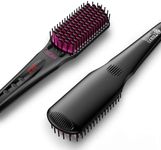 HCAH Hair Straightener Brush, Negative Ion Ceramic Straightener Brush 30s Quick Heating, Electrically Heated Hair Brush Straighteners for Women's Hair Styling, 90°C-230°C Adjustable, Dual Voltage