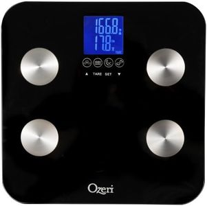 Ozeri Touch 440 lbs Total Body Bath Scale - Measures Weight, Fat, Muscle, Bone & Hydration with Auto Recognition and Infant Tare Technology