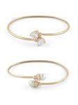 ZAVERI PEARLS Set of 2 Rose Gold Tone Contemporary Cubic Zirconia Pearls Brass Kada Style Bracelet For Women-ZPFK17972