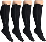 EWRGGR 2 Pair Zip Compression Socks for Women Closed Toe with Zipper Stocking Wide Calf Knee Length Easy on off 15-20 mmHg