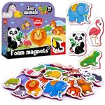 Little World Large Set of 25 Foam Fridge Magnets for Kids 1 year old - Learning Baby Magnets – Fridge Magnets for Toddlers - Magnetic Animals for Toddlers – Zoo Animal Magnets for Children