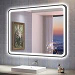 S'bagno Bathroom-Mirror-with-LED-Lights 800x600 mm, Illuminated-LED-Bathroom-Mirror with Aluminum Frame, Anti-Fog, 3000-6500K, Memory Function, IP44-Led-Mirror-Bathroom Horizontal/Vertical, Black