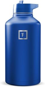 IRON °FLASK Camping & Hiking Hydration Flask with Straw, Wide Mouth Insulated Stainless Steel Sports Water Bottle - Twilight Blue 64 oz - Straw (1 Lid)