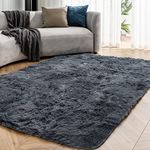 OMERAI Grey Rug Living Room Rug Bedroom Anti Slip Rug Fluffy Rugs Faux Fur Rug Velvet Thick Rug Plush Shaggy Area Rugs Modern Floor Mat for Home Decor (Grey, 90 * 150cm)